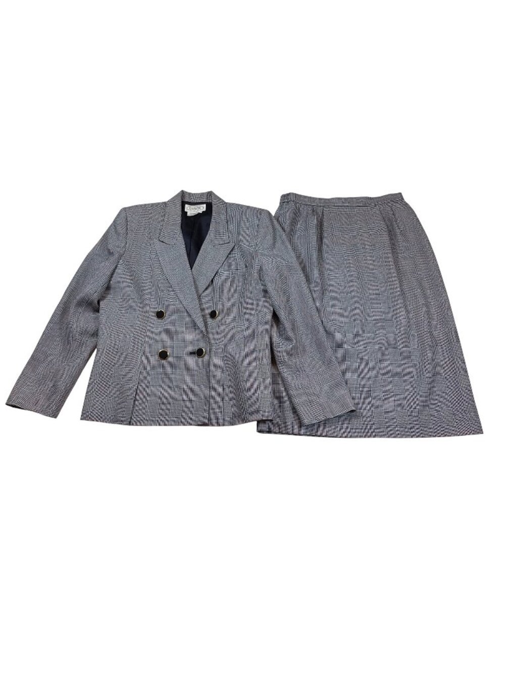 Vintage Gilmor Women Plaid Blazer Jacket Skirt Set Double-Breasted Sz 12 (U953)